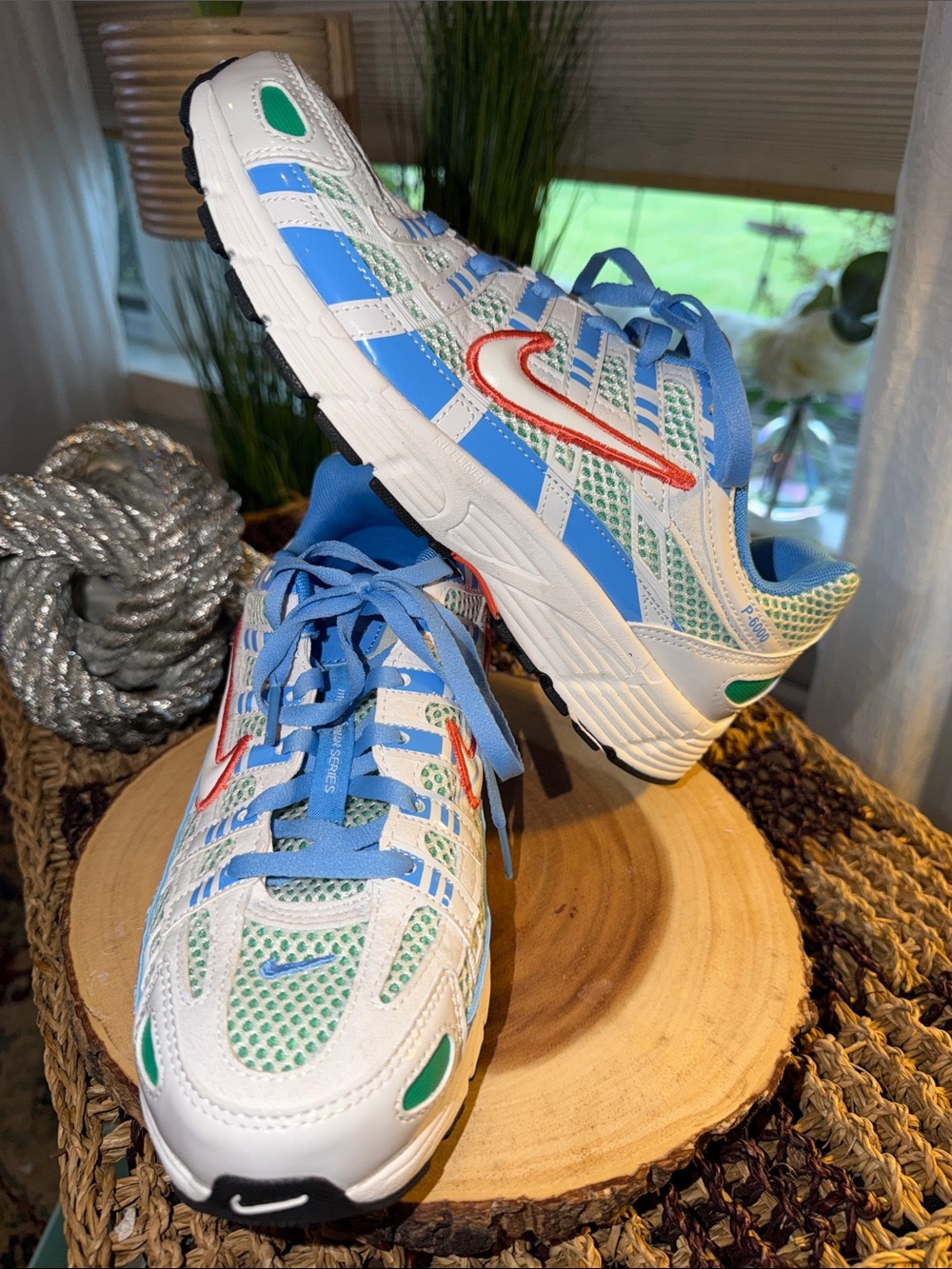 Nike P-6000 Sneakers 6Y Womens 7.5 Blue Green Magic Ember NWOT